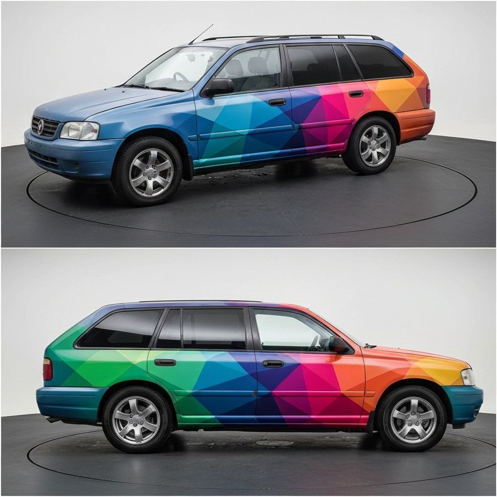 Before and after vehicle wrap