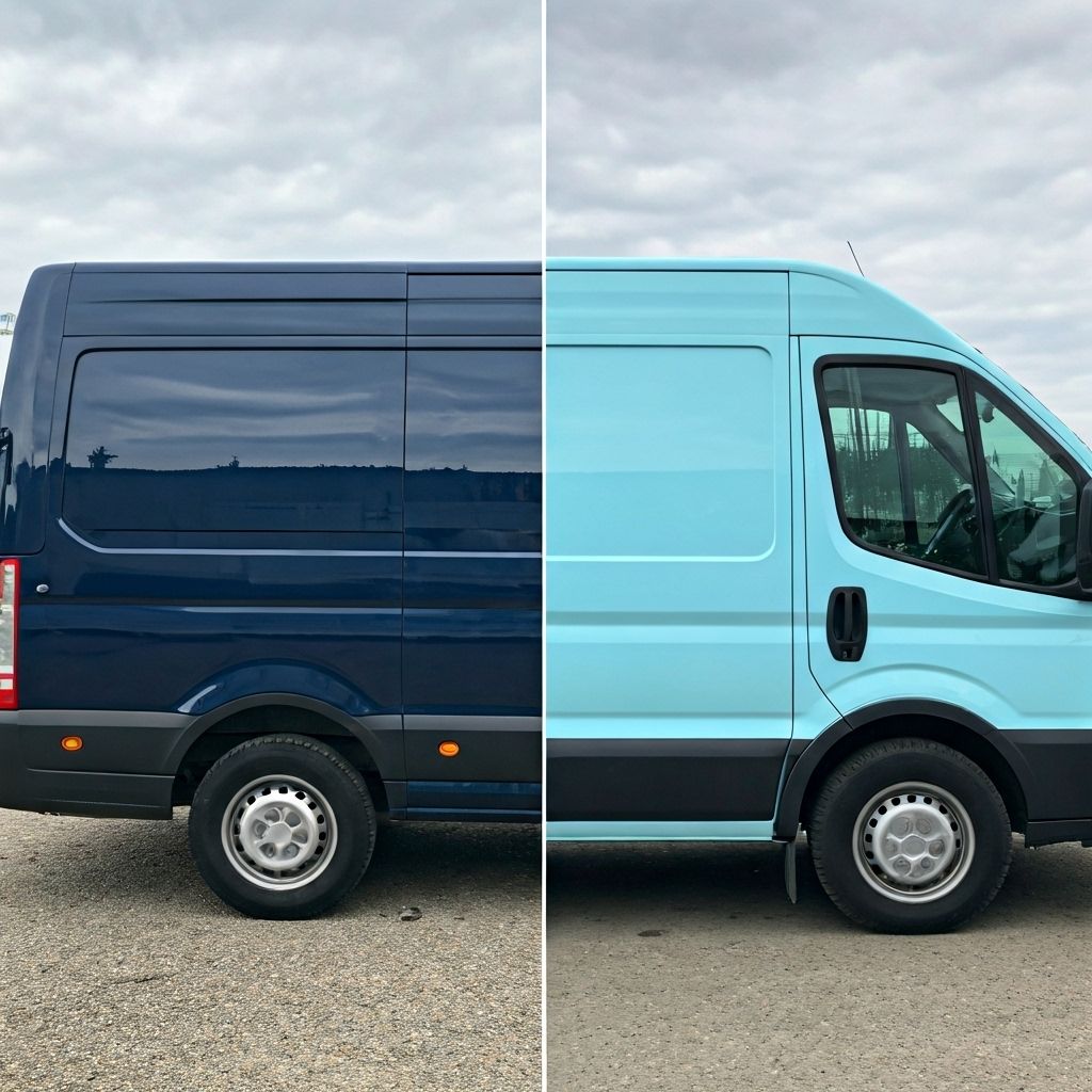 Delivery van before and after transformation