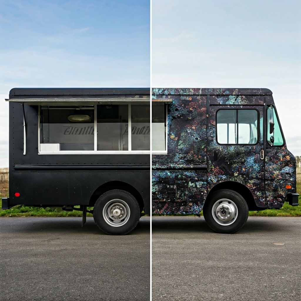 Food truck before and after transformation